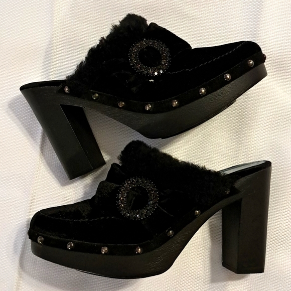 NEW!! VIA SPIGA velvet heeled mules - Picture 1 of 8